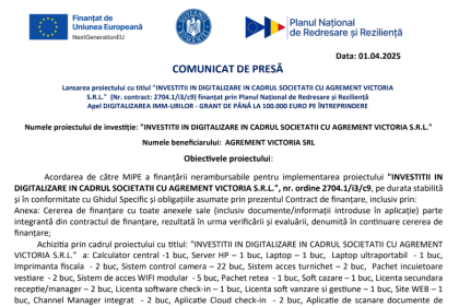comunicat de presa demarare proiect investitii in digitalizare in cadrul societatii cu agrement victoria s r l 67ebfc9659118