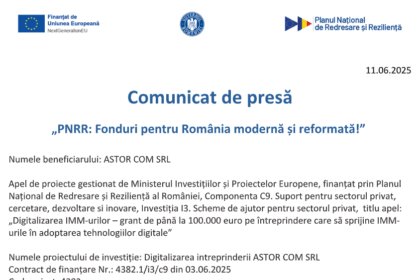 comunicat de presa demarare proiect digitalizarea intreprinderii astor com srl 6849a2423c34a
