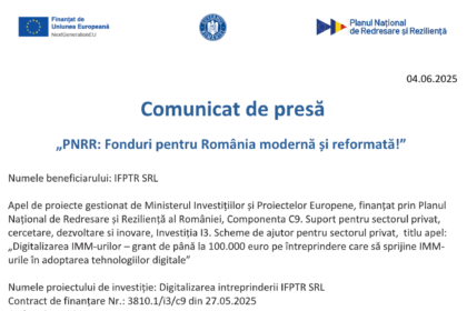 comunicat de presa demarare proiect digitalizarea intreprinderii ifptr srl 684054fea8d6d