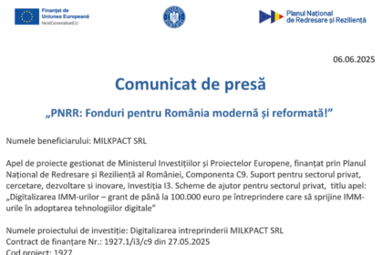 comunicat de presa demarare proiect digitalizarea intreprinderii milkpact srl 68430033cb839