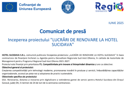 comunicat de presa demarare proiect lucrari de renovare la hotel sucidava 686539560db84